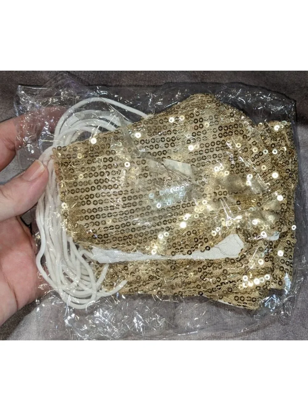 Glam Gold Sequin Fashion Masks Set of 9 Sparkly Face Coverings Party Festival